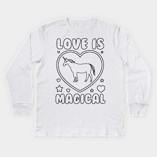 Easy Valentine Crafts Unicorn Valentines Day Coloring Pages Kids Long Sleeve T-Shirt